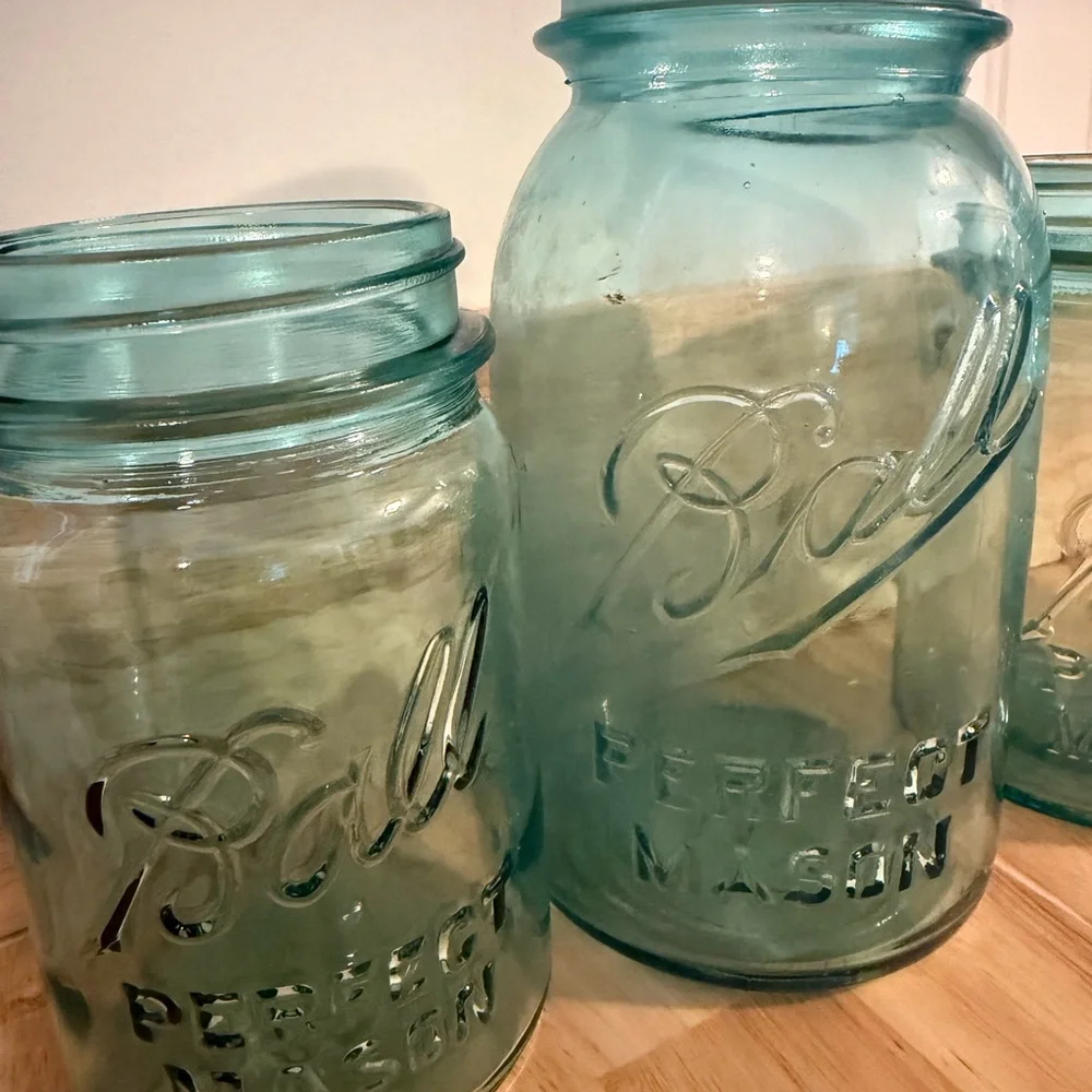 Vintage Aqua Mason Jars - Set of 4